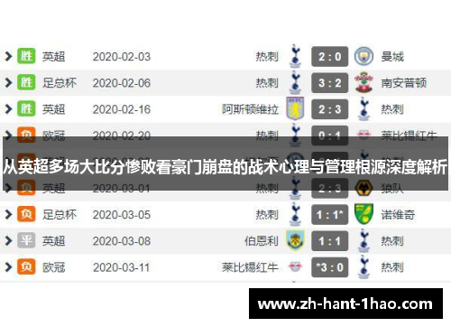 从英超多场大比分惨败看豪门崩盘的战术心理与管理根源深度解析