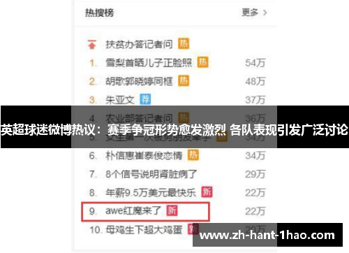英超球迷微博热议：赛季争冠形势愈发激烈 各队表现引发广泛讨论